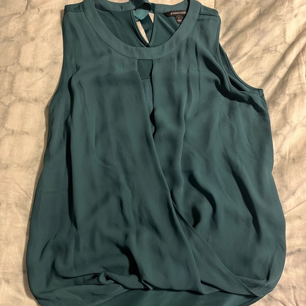 41 Hawthorn Clearwater Mixed Material Chaffon Tank Top Blouse w/ Ribbon Neck Tie